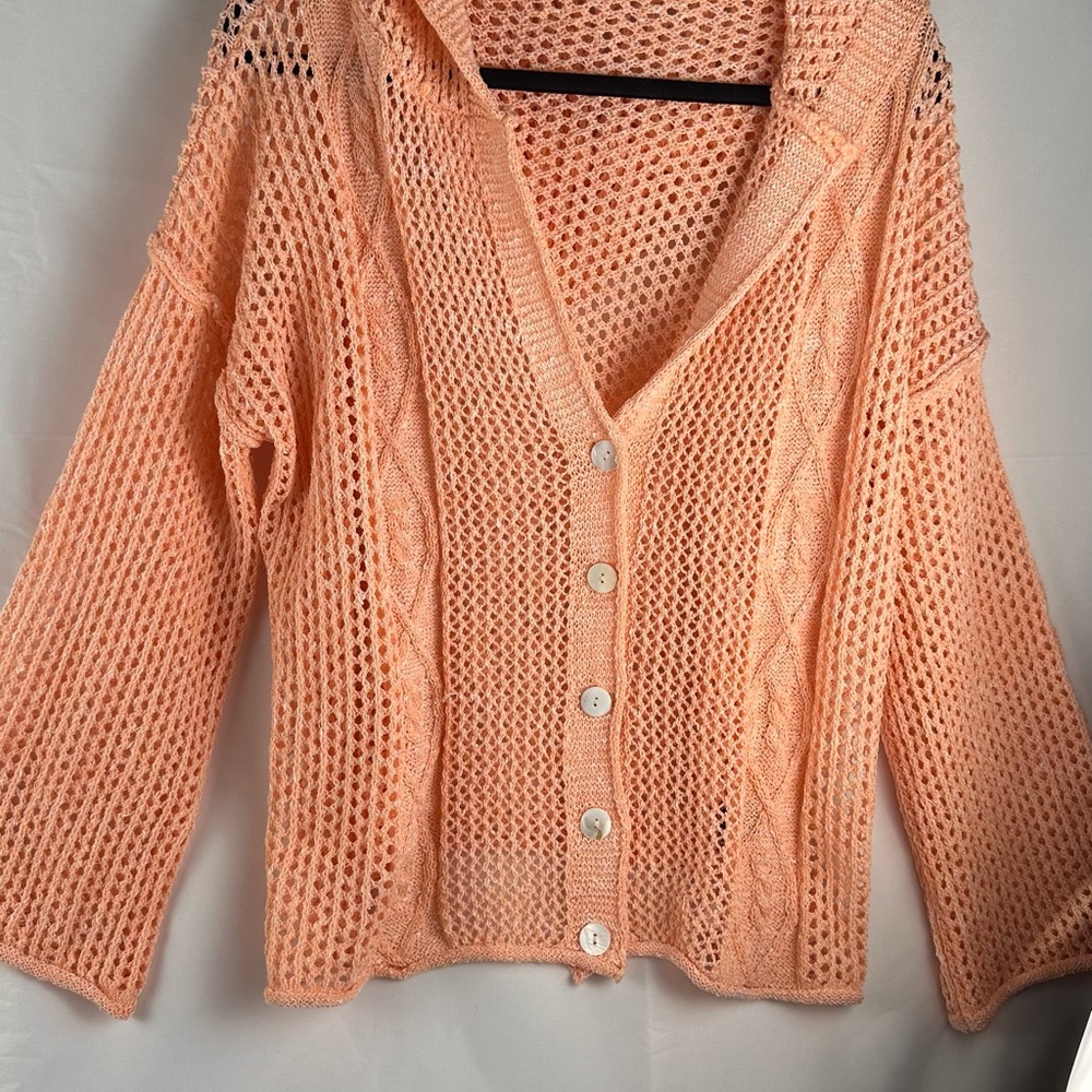 POL Coral Open-Knit Cardigan